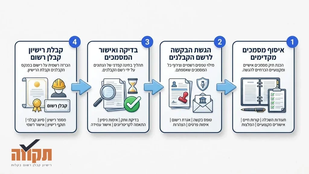 מסמכים וטפסים מסודרים עבור רשם הקבלנים
